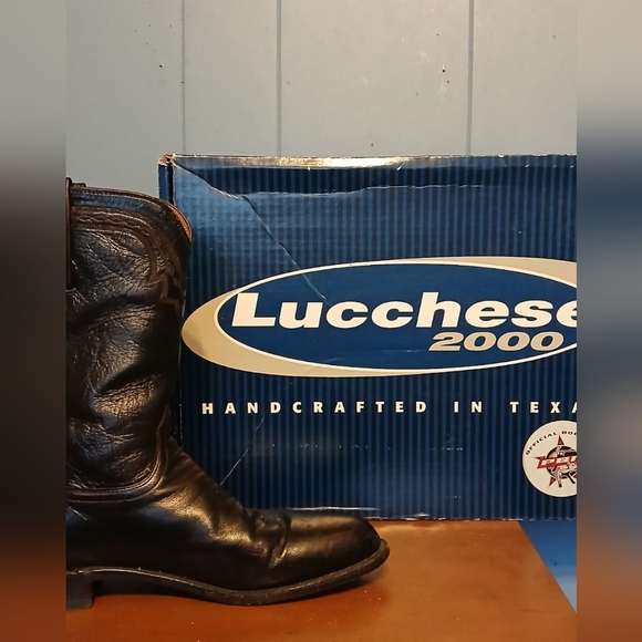 Lucchese Vintage Mens Black Goat Leather Cowwboy Boots Size 11 D W/ Original Box
